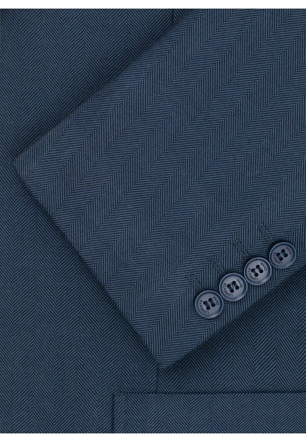 Pako Lorente - PAKO LORENTE – Granatowa marynarka męska bez podszewki. Okazja: na co dzień. Kolor: niebieski. Materiał: jeans. Wzór: paski. Styl: casual, sportowy