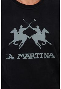 La Martina - LA MARTINA Czarna bluza męska z szarym logo. Kolor: czarny #3