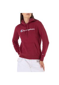 Bluza Champion Hooded Sweatshirt 116579-RS508 - czerwona. Okazja: na co dzień. Typ kołnierza: kaptur. Kolor: czerwony. Materiał: bawełna, materiał, poliester. Wzór: aplikacja. Styl: casual, klasyczny