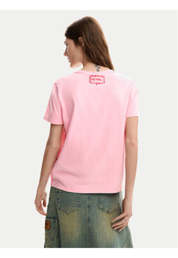 Desigual T-Shirt Core Mickey 26SWTK42 Różowy Regular Fit. Kolor: różowy. Materiał: bawełna