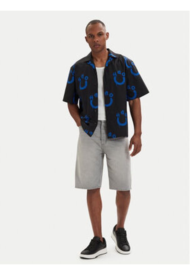 Hugo - HUGO Koszula Eligino 50561691 Czarny Relaxed Fit. Kolor: czarny. Materiał: bawełna