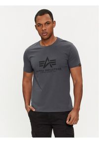 Alpha Industries T-Shirt Basic 100501 Szary Regular Fit. Kolor: czarny. Materiał: bawełna