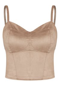 Guess Top W6RH03 WJ472 Beżowy Slim Fit. Kolor: beżowy. Materiał: syntetyk #1