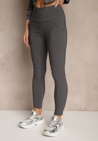 Renee - Ciemnoszare Spodnie Skinny High Waist Kolanira. Stan: podwyższony. Kolor: szary. Materiał: tkanina