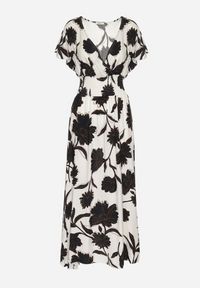 Born2be - Czarna Wiskozowa Sukienka Rozkloszowana w Kwiaty Arisona. Okazja: na randkę. Typ kołnierza: dekolt w kształcie V. Kolor: czarny. Materiał: wiskoza. Wzór: kwiaty. Sezon: wiosna, lato #6