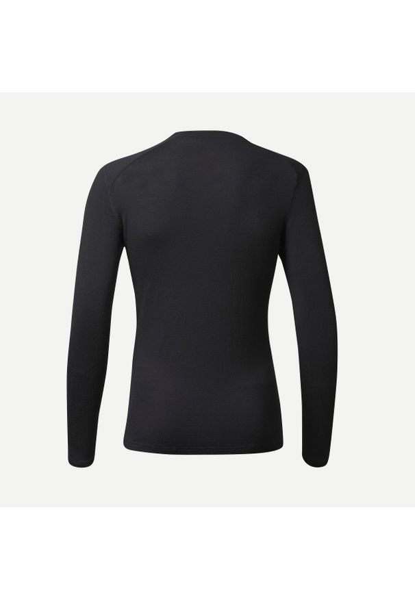 FORCLAZ - Koszulka z długim rękawem męska Forclaz MT500 merino. Kolor: czarny. Materiał: wełna, materiał. Długość rękawa: długi rękaw. Długość: długie