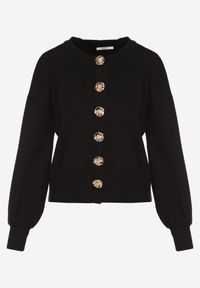 Renee - Czarny Kardigan z Wiskozą Zdobiony Eleganckimi Napami i Bufiastymi Rękawami Acannte. Kolor: czarny. Materiał: wiskoza. Wzór: aplikacja. Styl: elegancki #8