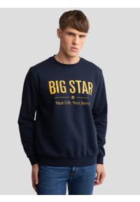 Big-Star - Bluza męska z logo BIG STAR granatowa Setor 403. Kolor: niebieski. Materiał: bawełna, jeans, dresówka. Wzór: ze splotem, nadruk #3