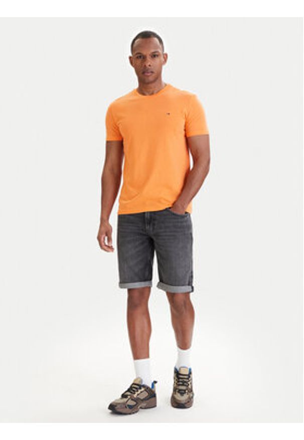 Tommy Jeans T-Shirt DM0DM20363 Pomarańczowy Slim Fit. Kolor: pomarańczowy. Materiał: bawełna