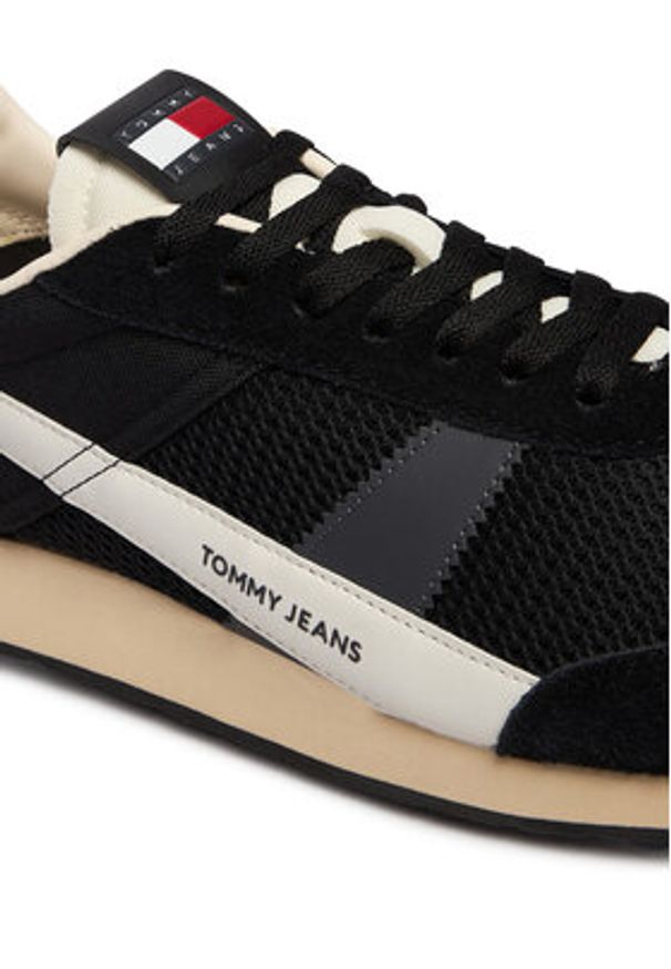Tommy Jeans Sneakersy Retro Runner Archive Open Mesh EM0EM01715 Czarny. Kolor: czarny. Materiał: skóra, zamsz