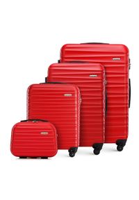 Wittchen - Komplet walizek z ABS-u z żebrowaniem. Kolor: czerwony. Materiał: guma. Styl: elegancki