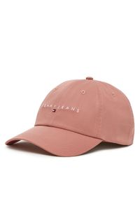 Tommy Jeans Czapka z daszkiem Linear Logo 6 Panel AW0AW16868 Różowy. Kolor: różowy. Materiał: materiał, bawełna