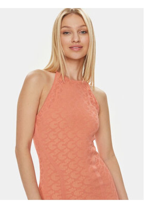 Guess Sukienka wieczorowa Belle W4GK80 Z36O0 Koralowy Slim Fit. Kolor: pomarańczowy. Materiał: syntetyk. Styl: wizytowy