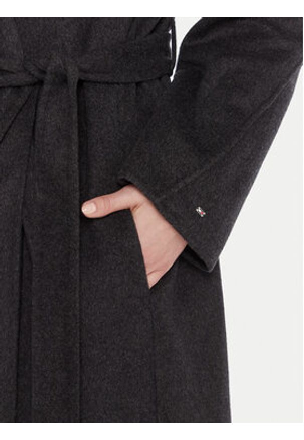 TOMMY HILFIGER - Tommy Hilfiger Płaszcz wełniany WW0WW47286 Szary Regular Fit. Kolor: szary. Materiał: syntetyk