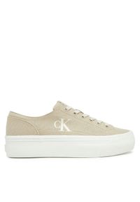 Calvin Klein Jeans Tenisówki Vulc Flatform Low Cv Mg YW0YW01763 Beżowy. Kolor: beżowy. Materiał: materiał