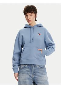 Tommy Jeans Bluza Badge DW0DW19414 Niebieski Boxy Fit. Kolor: niebieski. Materiał: bawełna #1