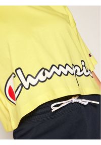 Champion T-Shirt Cropped Script Logo Print Boxy 112655 Żółty Oversize. Kolor: żółty. Wzór: nadruk #3