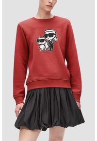 Karl Lagerfeld - KARL LAGERFELD Czerwona damska bluza Ikon Sketch Duo, Rozmiar S. Kolor: czerwony. Materiał: bawełna. Wzór: nadruk #1