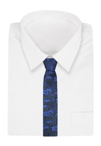 Alties - Męski Krawat - ALTIES - Klasyczny - Granat w Niebieskie Kwiaty. Kolor: niebieski. Materiał: tkanina. Wzór: kwiaty. Styl: klasyczny #2