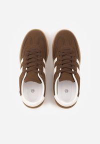 Born2be - Brązowe Sneakersy na Kauczukowej Podeszwie z Geometrycznym Motywem Vikioria. Okazja: na co dzień. Kolor: brązowy. Materiał: kauczuk. Wzór: geometria #7