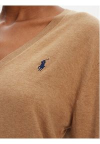Polo Ralph Lauren Sweter 211972105003 Beżowy Straight Fit. Typ kołnierza: polo. Kolor: beżowy. Materiał: bawełna