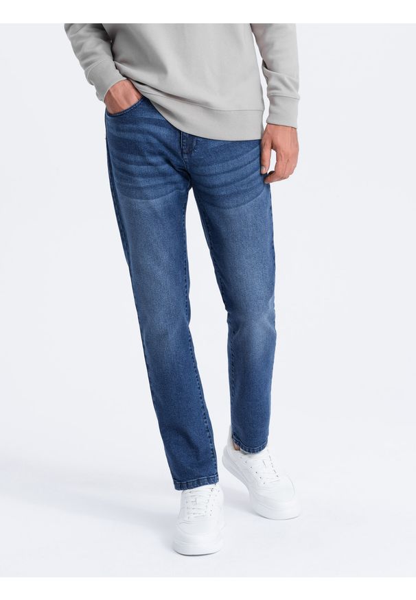 Ombre Clothing - Spodnie męskie jeansowe SLIM FIT - niebieskie V3 - Rozmiar: S. Kolor: niebieski. Materiał: jeans. Styl: klasyczny