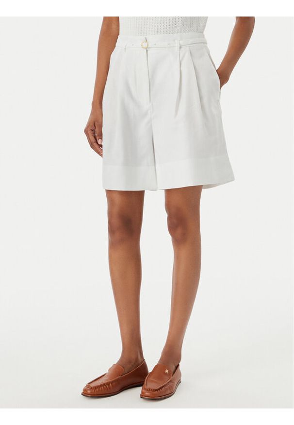 TOMMY HILFIGER - Tommy Hilfiger Szorty materiałowe WW0WW49040 Biały Wide Leg. Kolor: biały. Materiał: syntetyk