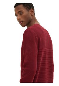 Tom Tailor Sweter 1032302 Bordowy Regular Fit. Kolor: czerwony. Materiał: bawełna