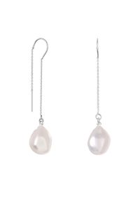 Braccatta - CRISTA DROP Długie wiszące srebrne kolczyki naturalne perły duże. Materiał: srebrne. Kolor: srebrny. Kamień szlachetny: perła #1