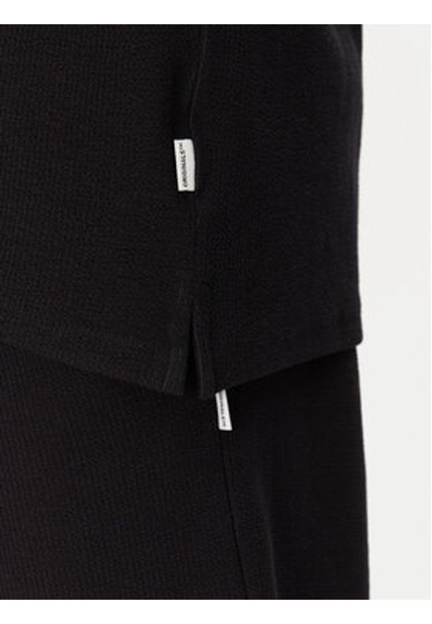 Jack & Jones - Jack&Jones Komplet polo i spodenki Slington 12281841 Czarny Relaxed Fit. Kolor: czarny. Materiał: bawełna