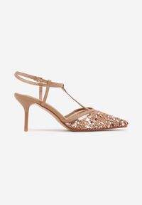 Born2be - Ciemnobeżowe Siateczkowe Sandały na Szpilce z Noskiem Zdobionym Koralikami Riovela. Okazja: na co dzień, na ślub cywilny, do pracy, na wesele. Zapięcie: pasek. Kolor: beżowy. Wzór: aplikacja. Obcas: na szpilce. Styl: casual, elegancki #9
