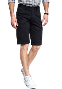 Wrangler - KRÓTKIE SPODENKI WRANGLER CARGO SHORT NAVY WASHED W15DHC49I. Materiał: materiał. Długość: krótkie. Wzór: aplikacja #5