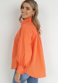 Born2be - Pomarańczowa Koszula Bawełniana Trapezowa Hazala. Kolor: pomarańczowy. Materiał: bawełna. Długość: długie. Styl: klasyczny, elegancki #2