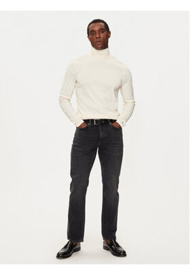 TOMMY HILFIGER - Tommy Hilfiger Golf MW0MW36451 Écru Regular Fit. Typ kołnierza: golf. Materiał: bawełna