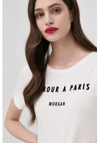 Morgan t-shirt damski kolor biały. Okazja: na co dzień. Kolor: biały. Materiał: bawełna. Wzór: nadruk. Styl: casual #4