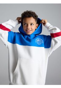 Reserved - Bluza oversize z kapturem - niebieski. Typ kołnierza: kaptur. Kolor: niebieski. Materiał: dzianina, bawełna