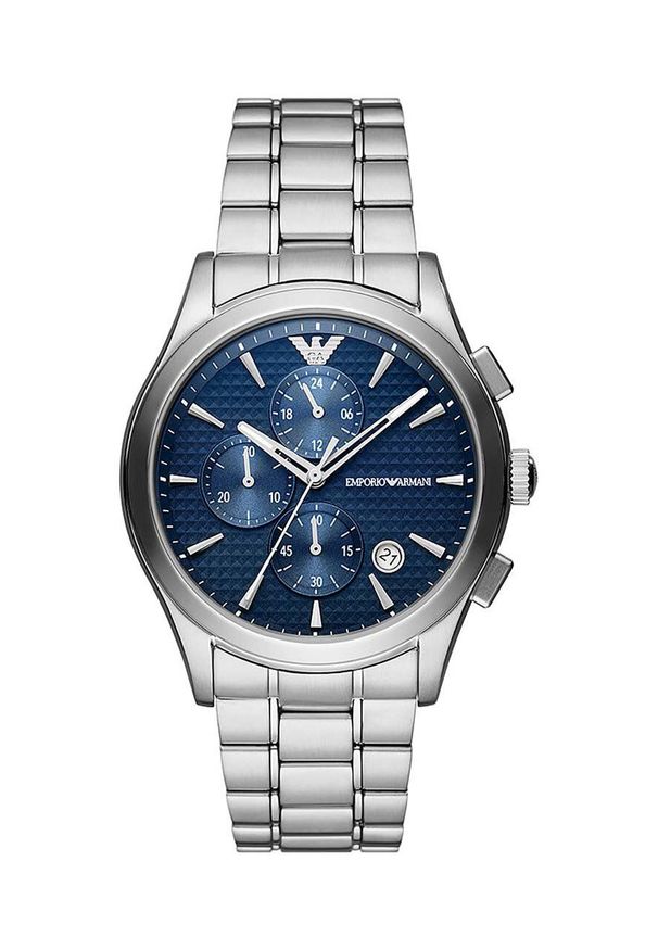 Emporio Armani zegarek męski kolor srebrny. Kolor: srebrny. Materiał: materiał