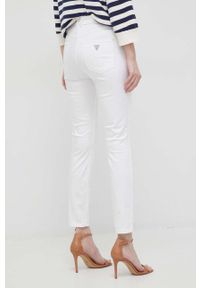 Guess jeansy damskie medium waist. Kolor: biały. Materiał: jeans #4