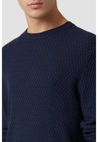 Guess - GUESS Granatowy sweter męski Davin Cn Ls, Rozmiar M. Kolor: niebieski. Materiał: bawełna. Długość rękawa: długi rękaw. Długość: długie. Wzór: bez wzorów. Styl: elegancki, klasyczny