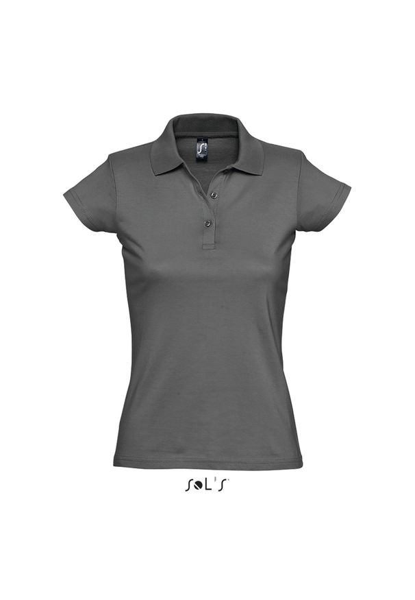 SOL'S - Damska koszulka polo Sol's Prescott. Okazja: na co dzień. Typ kołnierza: polo. Kolor: szary. Styl: casual