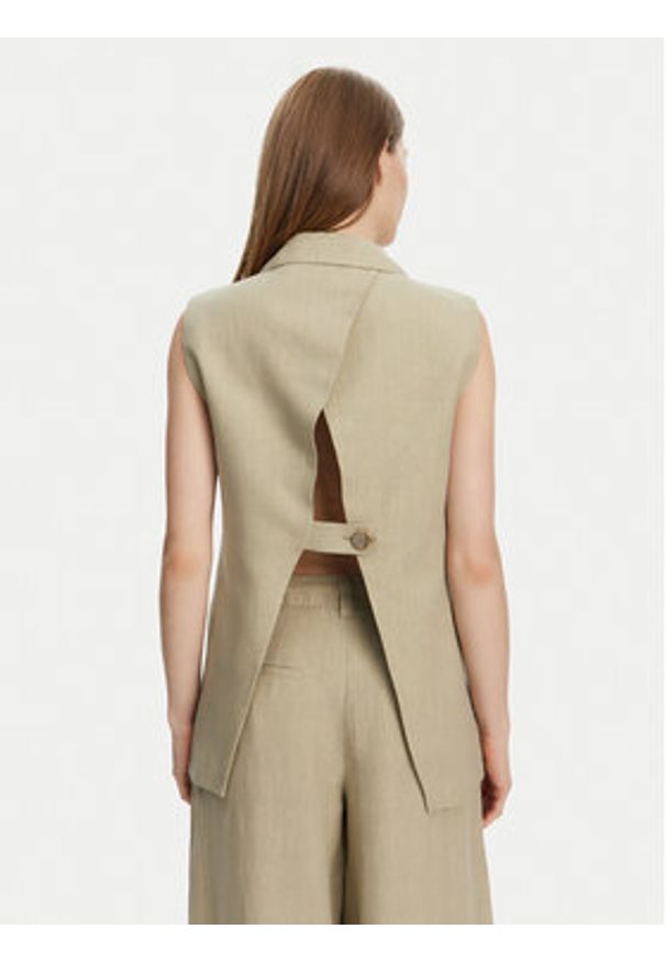 Marella Kamizelka Dramma 2513281012200 Khaki Regular Fit. Kolor: brązowy. Materiał: len