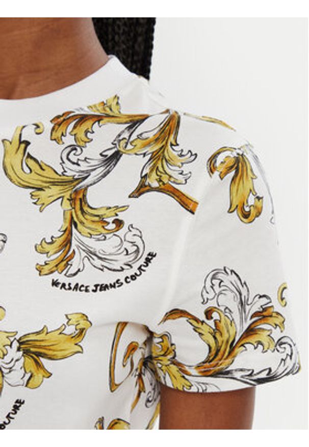 Versace Jeans Couture T-Shirt 78HAH613 Biały Regular Fit. Kolor: biały. Materiał: bawełna