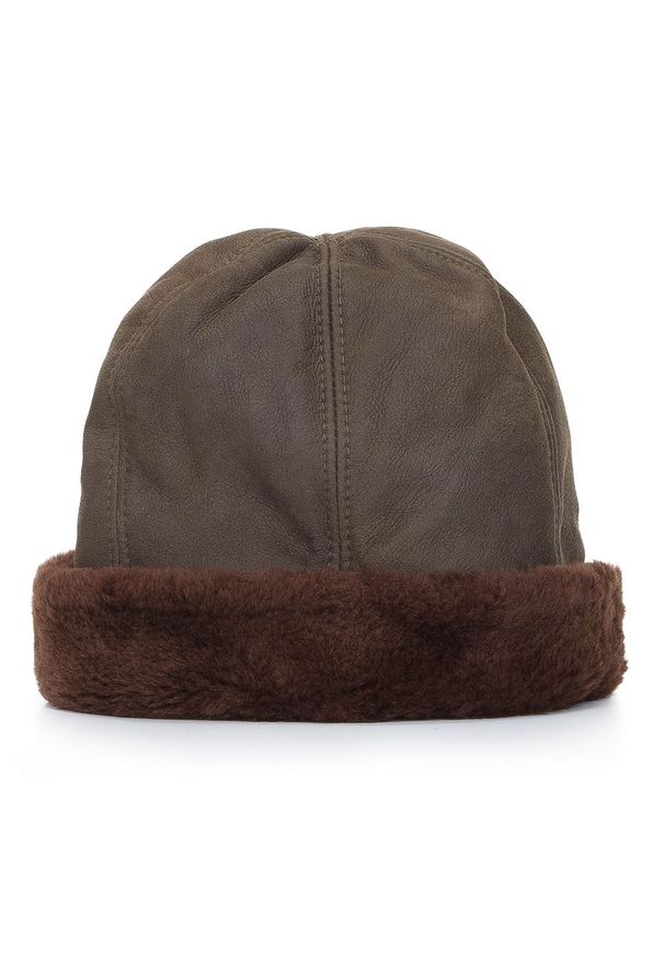 Wittchen - Damska czapka zimowa ze skóry i futra. Kolor: brązowy. Materiał: skóra. Sezon: zima. Styl: casual, elegancki