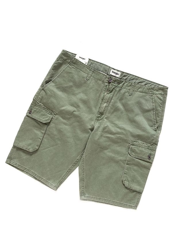 Wrangler - SPODENKI MĘSKIE WRANGLER CARGO SHORT MOSS GREEN W15DKC330 112126787. Materiał: materiał