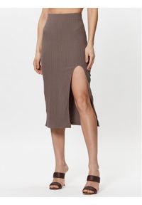 Gina Tricot Spódnica midi 18687 Beżowy Regular Fit. Kolor: beżowy. Materiał: syntetyk