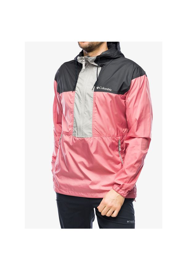 columbia - Kurtka przeciwwiatrowa męska Columbia Flash Challenger Anorak. Kolor: różowy. Materiał: softshell. Sport: turystyka piesza