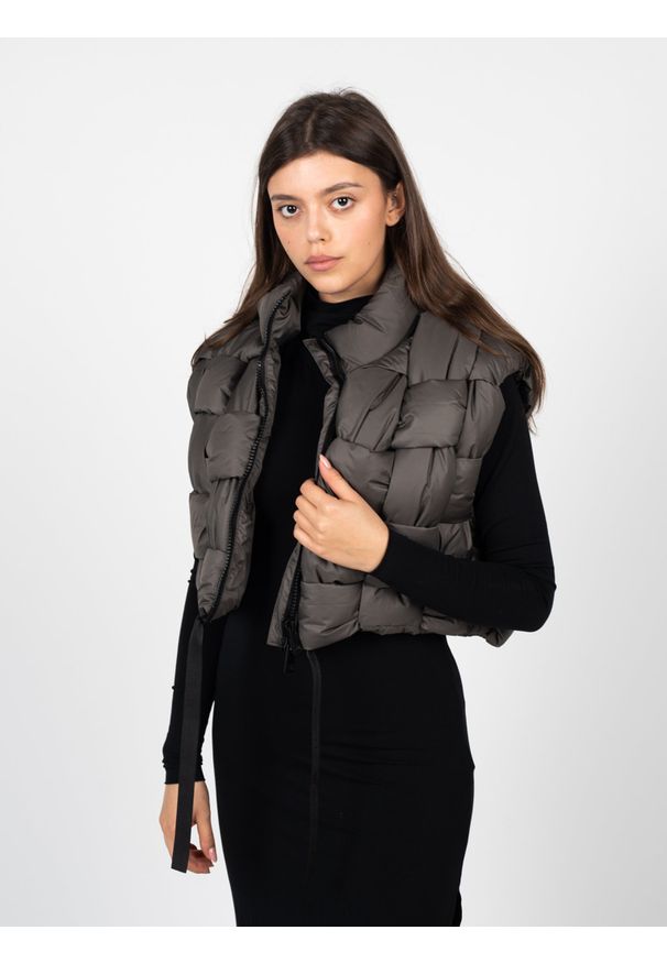 La Haine Inside Us Bezrękawnik "Down Vest Unisex" | LW941 | Kobieta | Szary. Okazja: na spacer, do pracy. Kolor: szary. Materiał: poliamid. Długość rękawa: bez rękawów. Wzór: paski, jednolity. Sezon: lato