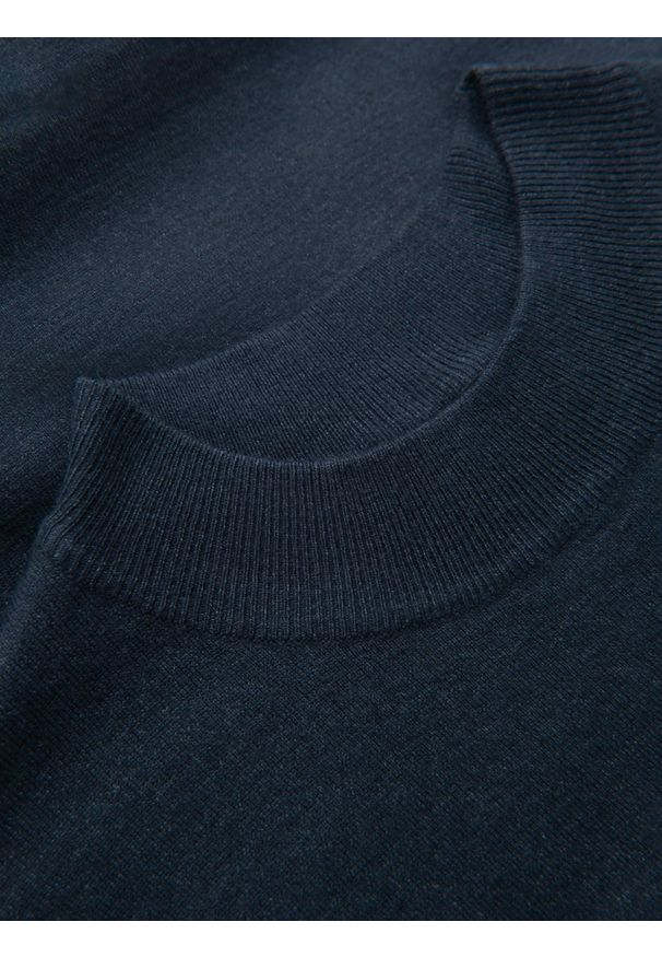 Ombre Clothing - Dzianinowy męski półgolf z wiskozą – granatowy melanż V4 OM-SWTN-0125 - XXL. Kolor: niebieski. Materiał: dzianina, wiskoza. Wzór: melanż. Styl: klasyczny