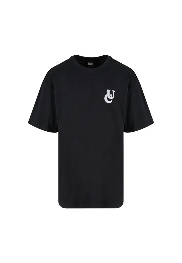 Urban Classics - Męska Koszulka Wavy Logo Heavyweight Oversized T-shirt. Kolor: czarny. Sport: turystyka piesza