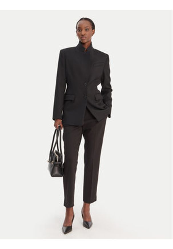 BOSS Spodnie materiałowe Tapria-Crop 50556341 Czarny Slim Fit. Kolor: czarny. Materiał: wiskoza, syntetyk